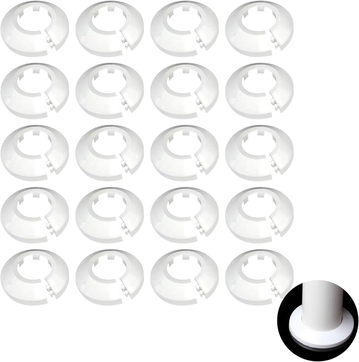 20 stuks, buisafdekking, radiatorbuizen, afdekking voor radiatorbuizen (wit)