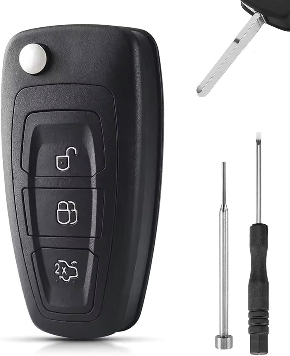 Folding Afstandsbediening Autosleutel Vervanging voor F ord met HU101 Blade | 3 Knoppen Smart Autosleutel Shell, Voor F-ord C-Max 2010-2014 Focus 2011-2013/M8 Grand C-Max 2010-2014 Mondeo 2011-2014