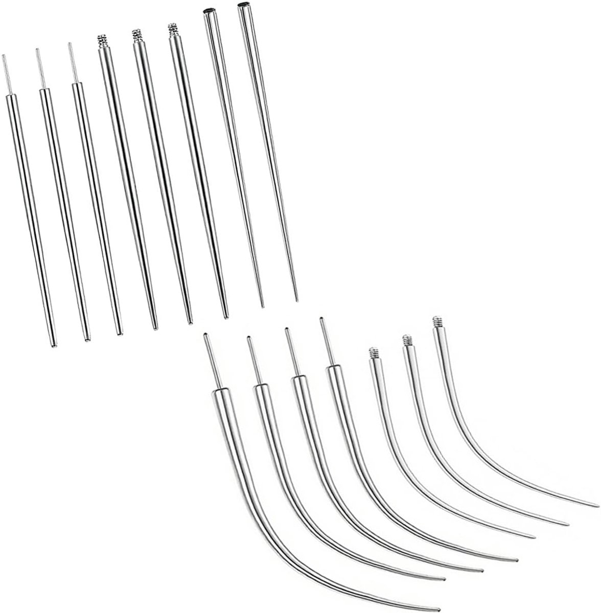 15 stuks conische naalden boorgereedschap, piercing taper, conische insteekpennen, 14G/16G/18G/20G Boren Gereedschapsset Assistant voor Oor/Neus Lip Buik Tong Piercing Gereedschap
