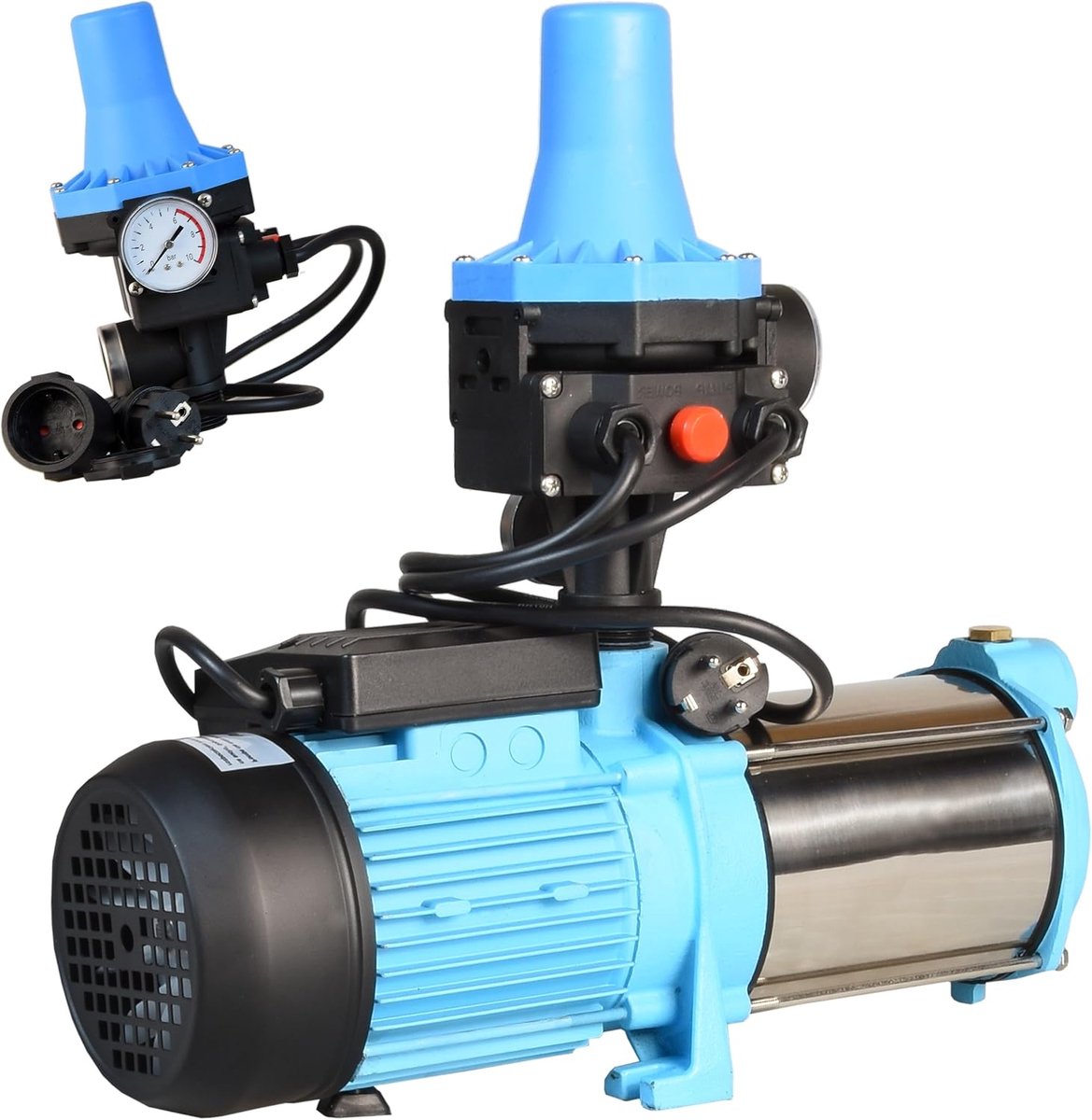 MAX-H 1300 met elektronische drukschakelaar CSK 31 - pompbesturing - tuinpomp (1300 W, 6000 l/u, opvoerhoogte 55m) - gietijzer roestvrij staal INOX - inschakeldruk instelbaar