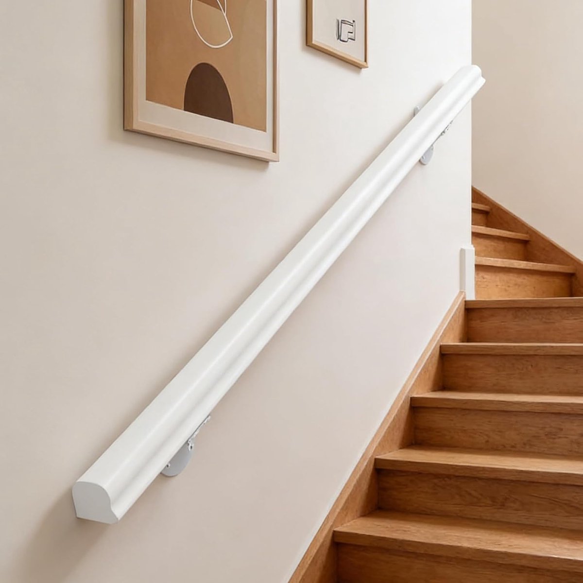 30-600cm houten leuning met beugels, antislip trapleuningen steunstang, tegen de muur ouderen en kinderen loft grijpstang kit voor binnen ziekenhuis thuis (C, 150cm)