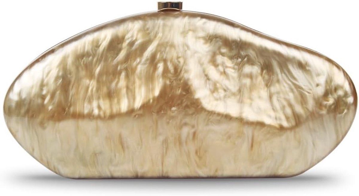 Clutch in Acryl met Gemarmerd Patroon – Elegante Avondtas met Afneembare Ketting, Chique Handtas voor Bruiloft, Cocktail, Bal, Ceremonie en Feest