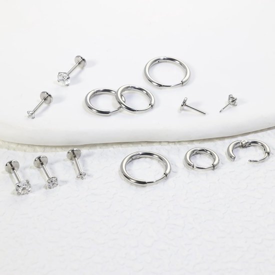 Titanium Platte Achteroorbellen, 6 Paar Schroef Terug Gouden Stud Earring Voor Vrouwen Mannen Zilveren Kleine Helix Oorbel Kraakbeen Conch Tragus Piercing Sieraden — afbeelding 4