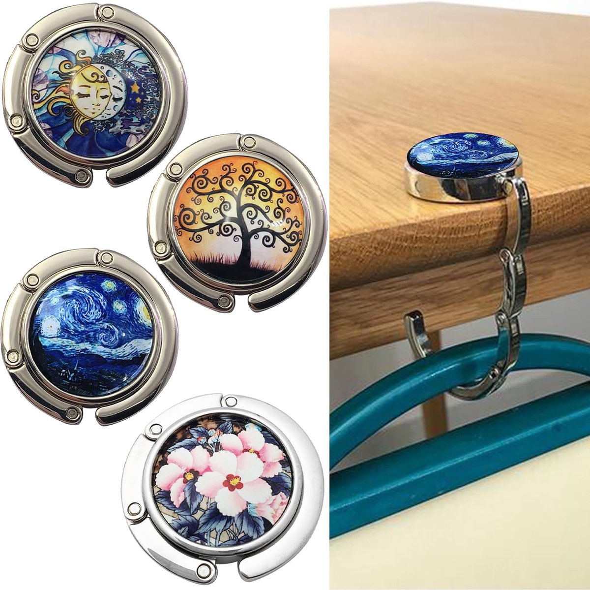 4 Stuks Handtas Tafelhanger, Draagbaar Portemonneehaak, Handtassenhouder, Bureauhaken, Handtashaak, voor Opslag, Tafel Bureau Restaurant Kantoor Koffiebar, Decoratie, Vrouwen/Meisjes