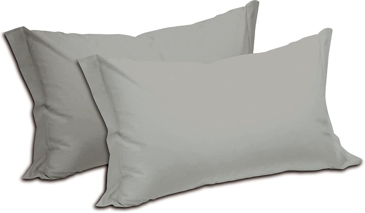 Kussenslopen van effen katoen, 100% puur katoen, 2 stuks met envelopsluiting, zachte kussenslopen 52 x 82 cm (taupe)