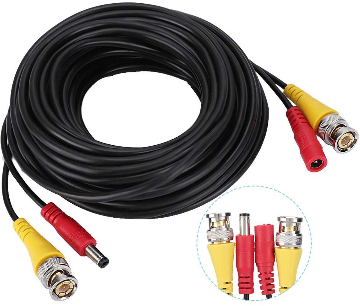 + DC-videokabel, beveiligingscamera verlengkabel voor videobewaking, CCTV-bewakingscamera's, zwart (10 m)