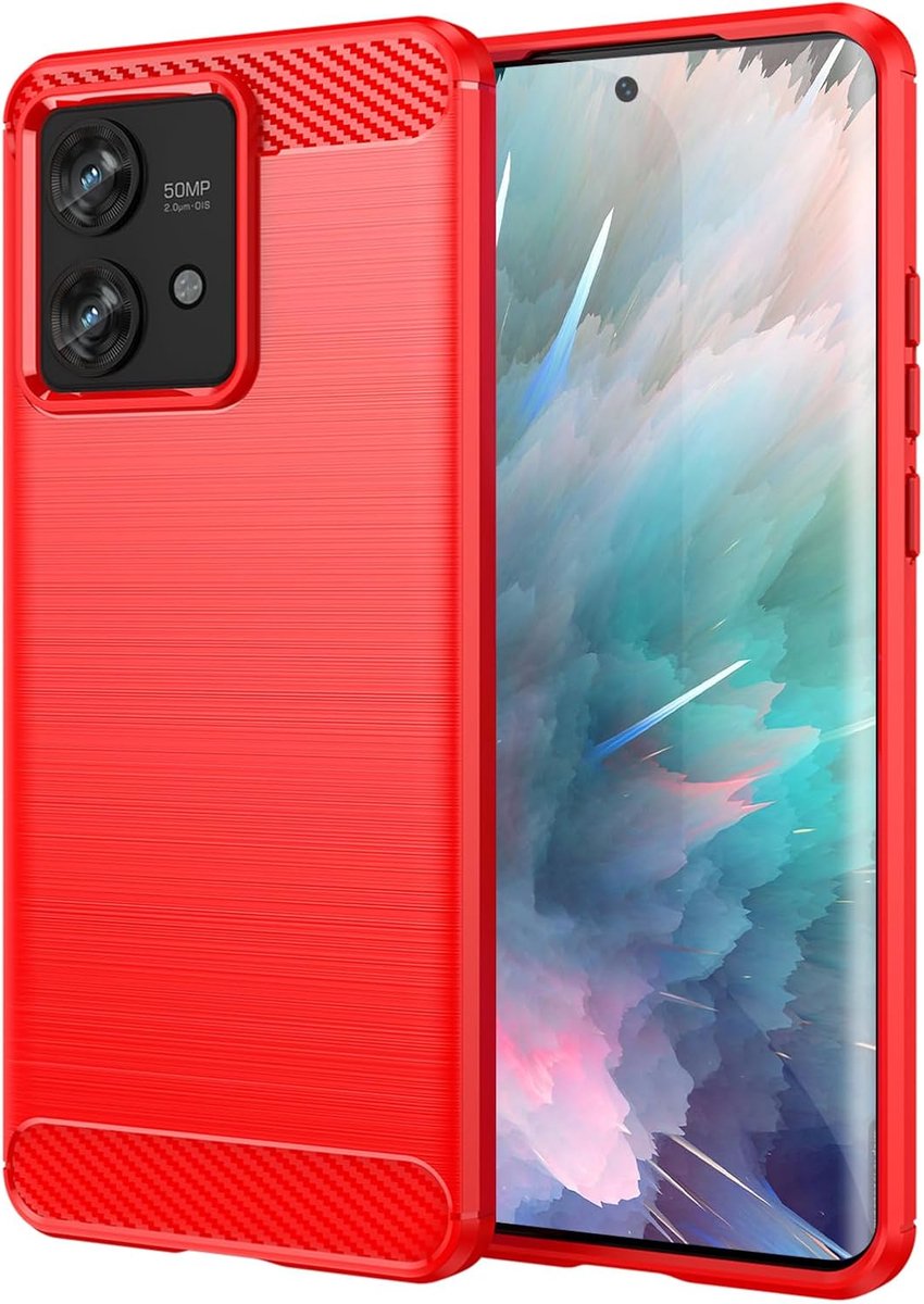 Hoesje voor Moto Edge 40 Neo Case Motorola Edge 40 Neo Case [Rood], Carbon Fibre Effect Gel Grip Protection Cover [Kras] [Anti-botsing] Hoesje Compatibel met Motorola Edge 40 Neo