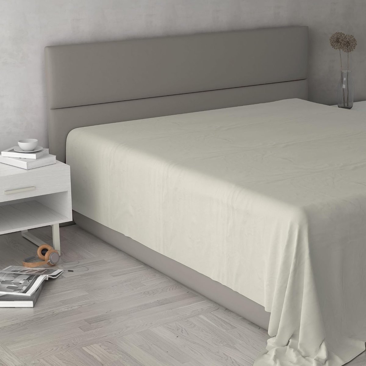 Max Color tweepersoonsbed Maxi 270 x 300 cm, 100% katoen, Made in Italy - bedlaken voor tweepersoonsbed maxi eenkleurig - crème