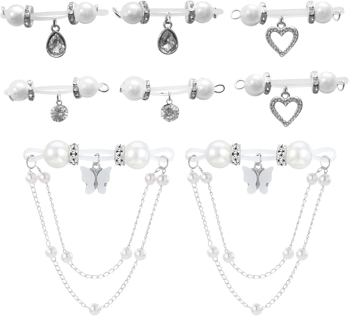 8 stuks tepelpiercings, tepelpiercings, valse tepelringen van koraal, verstelbaar, zonder piercing, met hanger (zilver)