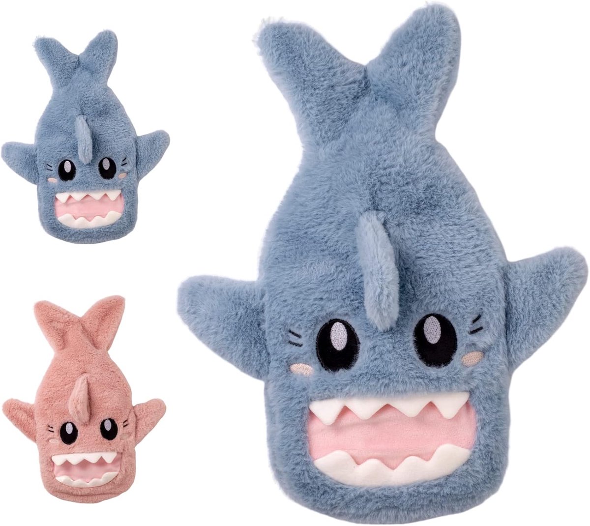 & Lewis knuffelige warmwaterkruik met schattige haaienhoes, wollige dierenovertrek (haai), cadeau, warmwaterkruik voor volwassenen en kinderen, voor vrouwen, mannen, jongens, meisjes, 1 l groot,