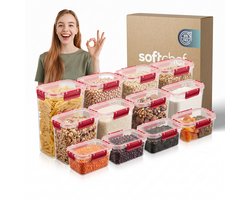 Soft Chef Clara Deep Box 12 delige rechthoekige voedselbewaarset (4x1100 ml 4x2200 ml 4x3400 ml) BPA-vrij luchtdicht magnetron en vriezerbestendig