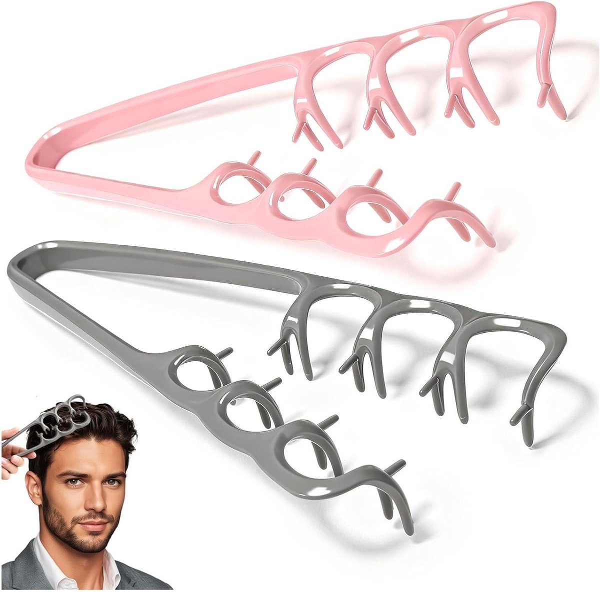 Lockenkam - Textuurkam Volume kam - Haarstyling - Brede tanden - 19 x 8 cm - Grijstinten roze