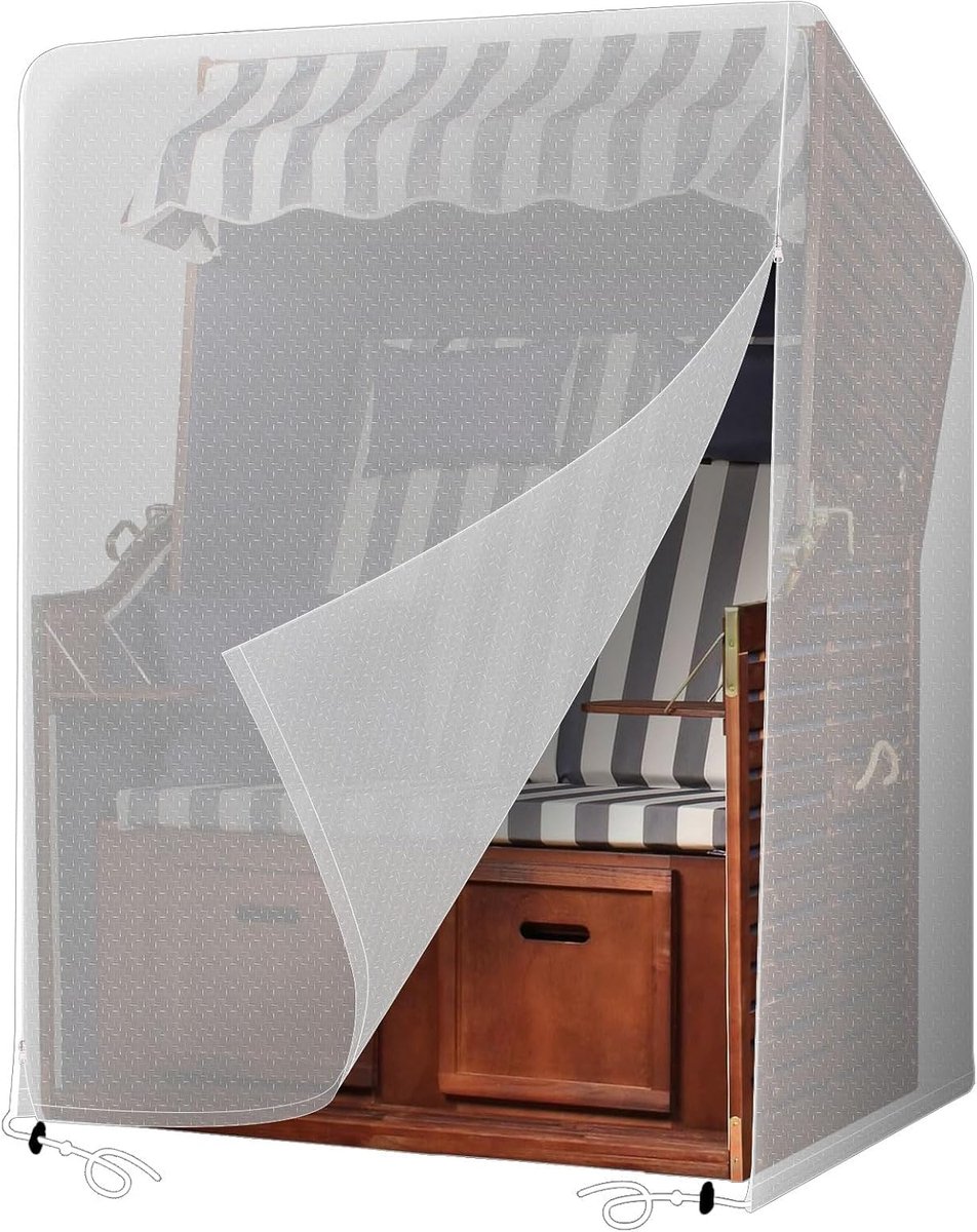 Beschermhoes voor strandstoel, weerbestendig, waterdicht, scheurvast, UV, 125 x 90 x 165/130 cm (transparant)