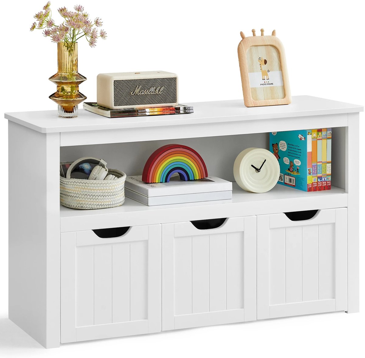 Brandistry - Boekenkast - Kinderspeelgoed Opbergkast - Kinderboekenkast - Kinderspeelgoed - 3 Opbergbakken - 102x30x60 - Wit