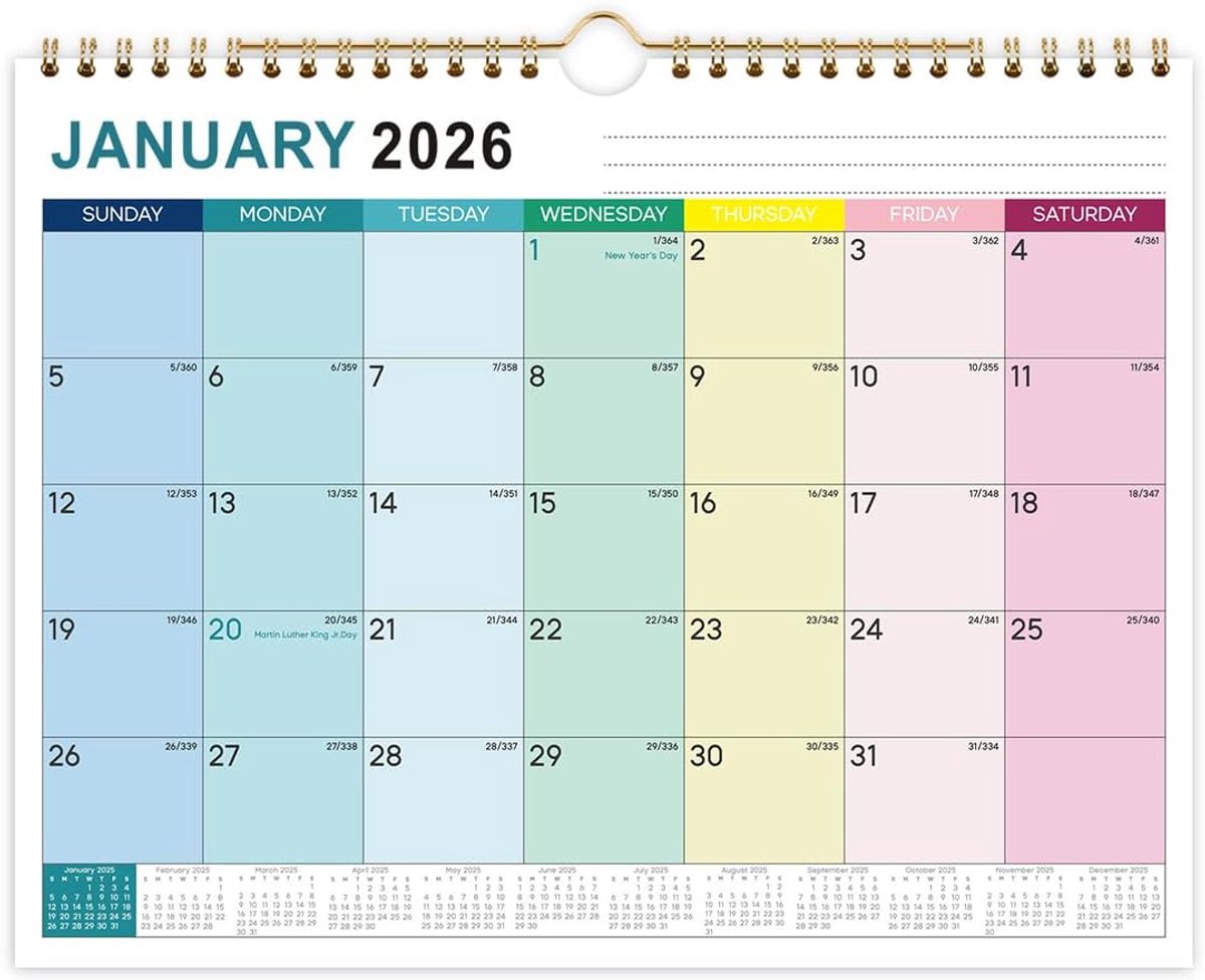 2025-2026, grote wandkalender 2025, familieplanner, 18 maanden, maand voor maand, 2025/2026, wandkalender van januari 2025-juni 2026 (30 x 22 cm)