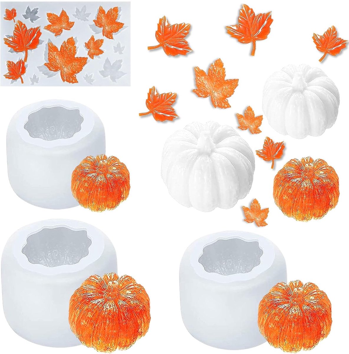 4-delige set van pompoenhars en siliconen vorm voor Thanksgiving, esdoornblad, doe-het-zelf, handwerk, decoratie