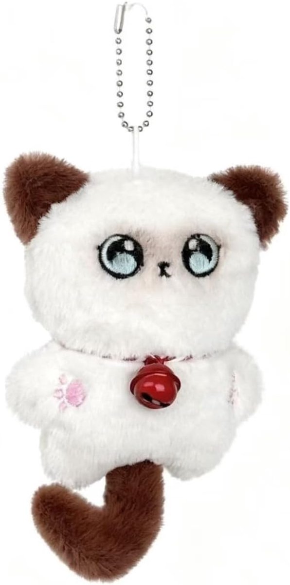 Siamkat sleutelhanger kitten figuur hanger pluche dieren piepende cartoon rugzak handtassen auto charme schattig creatief cadeau voor meisjes dames