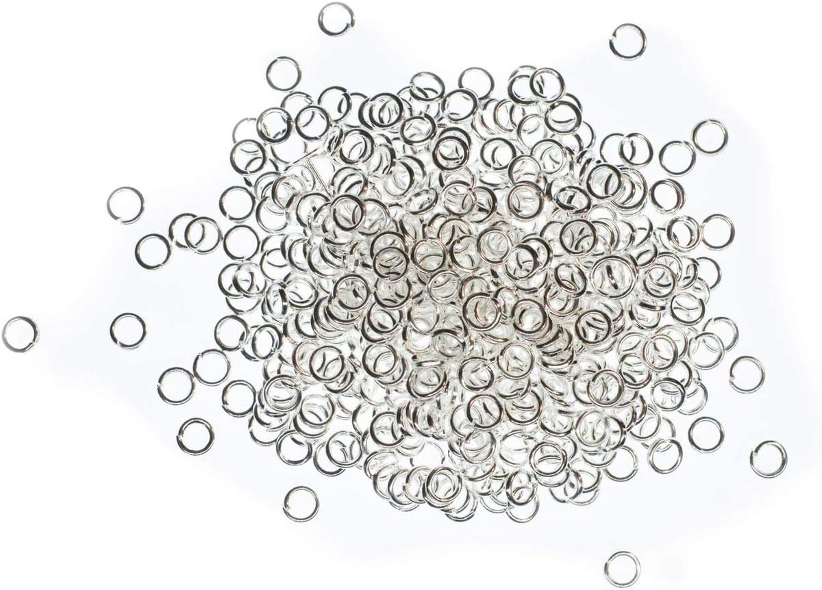 600 x buigringen, jumprings, splitring, verbindingsringen, doe-het-zelf, verzilverd, 6 mm