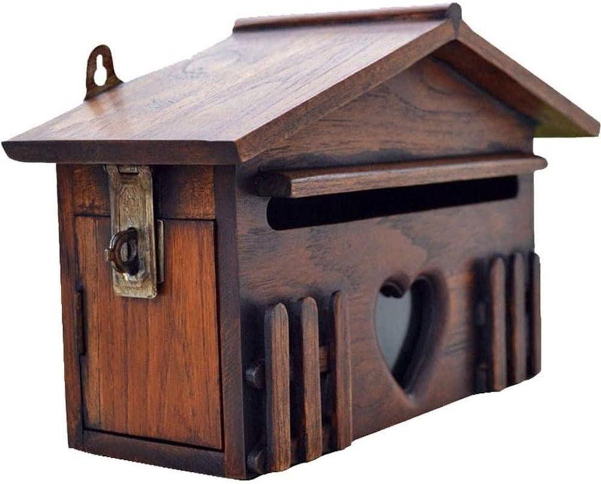 Houten Buitenpostvak - Brievenbus Huis - Post Ontvangen - Afsluitbaar Waterdicht - 31x18.5x10cm - Houtkleur