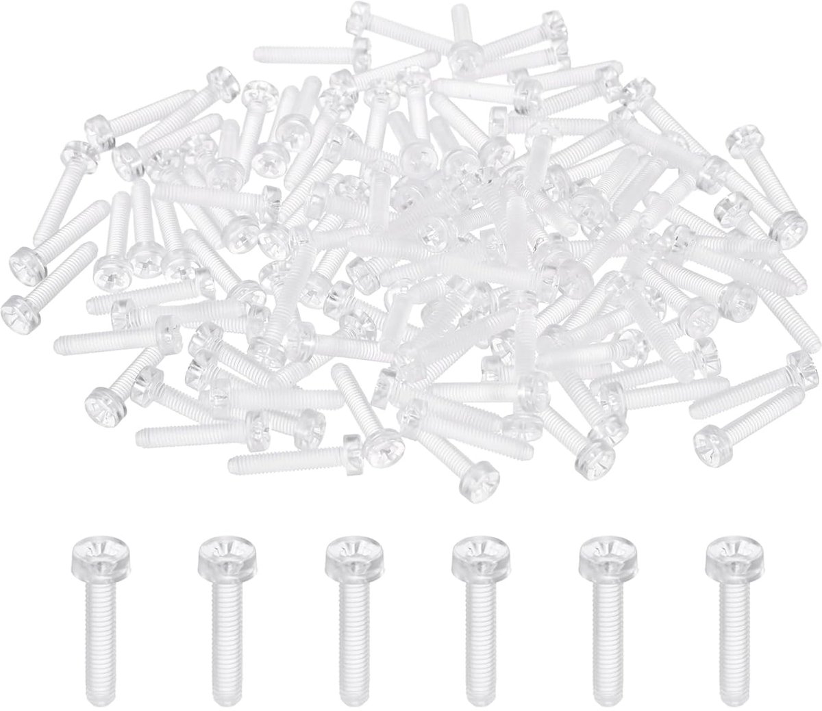 Acrylschroeven, transparant, 120 stuks, M3 x 15 mm, pc-kunststof, Phillips, ronde kop, metrische schroefdraad, dik, voor machineaccessoires, transparant