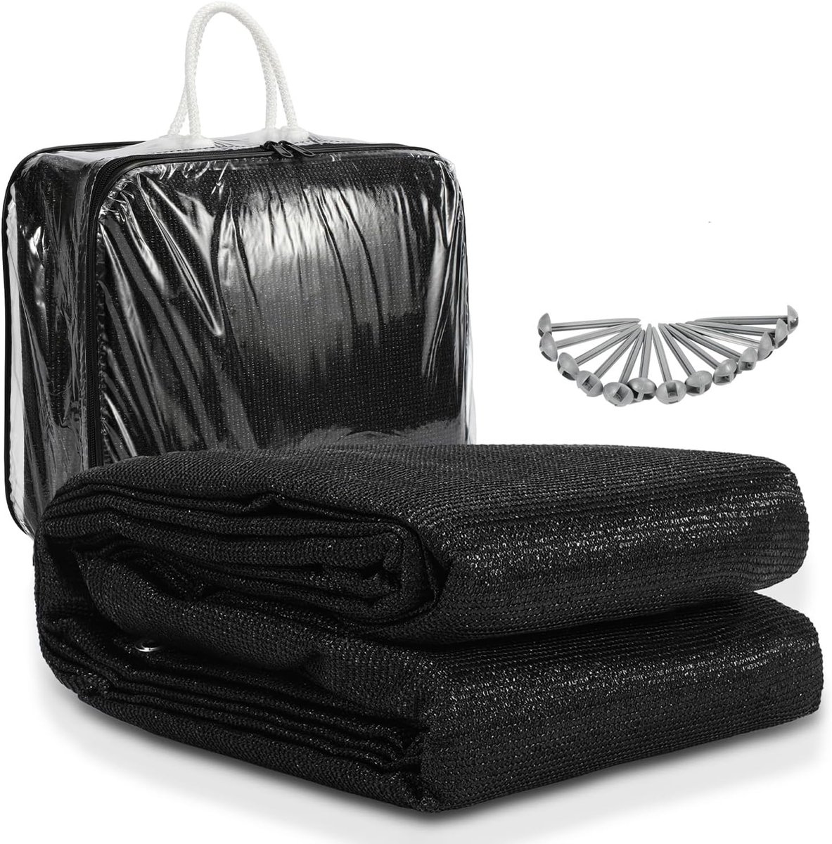 Tenttapijt 250x300cm robuust zwart | Weerbestendig weefsel, camping outdoor caravan, HDPE, antislip, gemakkelijk te reinigen, op te bergen, 13 haringen