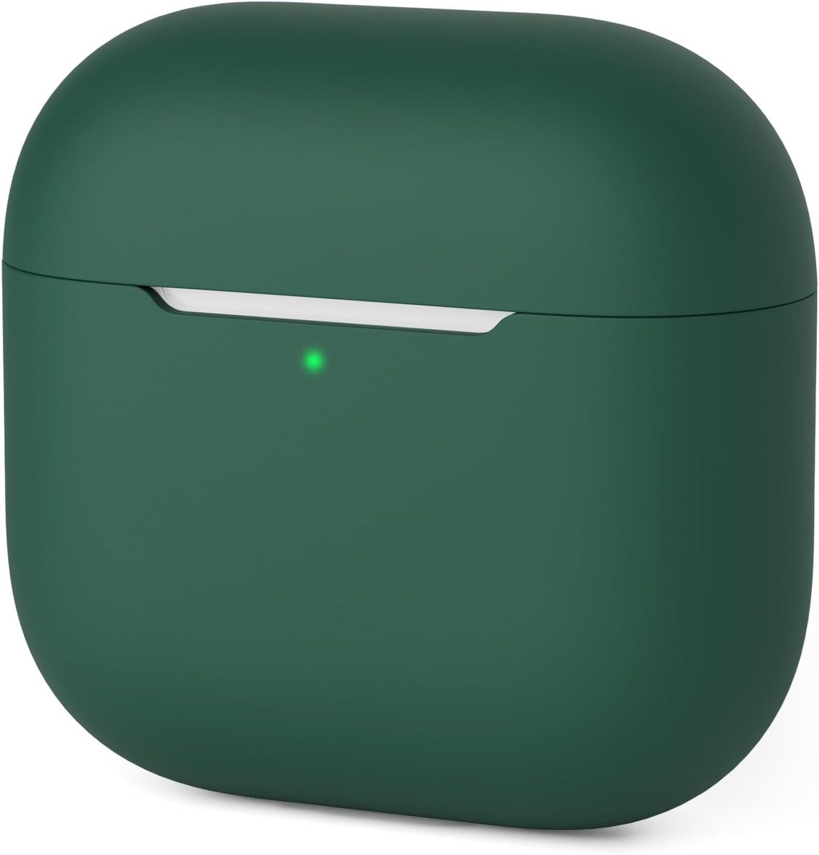 Hoes Compatibel met AirPods 4th Generation hoes 2024, Ultra-Thin, Beschermend Siliconen hoesj voor AirPods 4, LED vooraan zichtbaar (donkergroen)