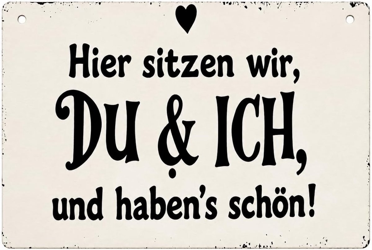 decoratiebord met tekst "Hier zitten wij, jij & IK", 20x12.7 cm Liefdevol tekstbord in retrostijl voor stellen en in huis