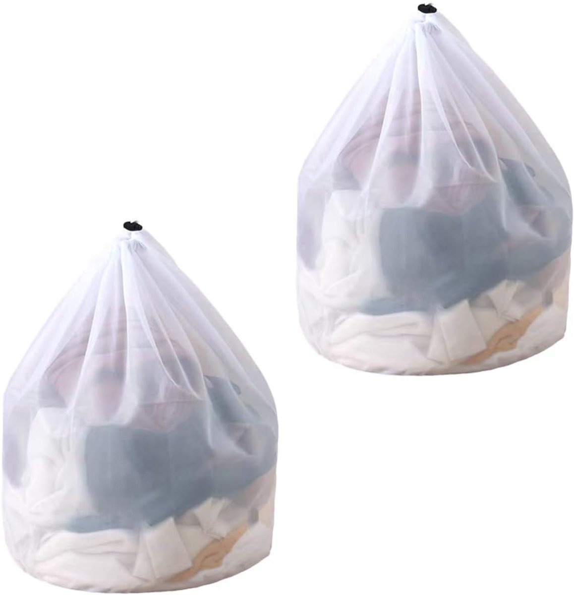 Set van 2 wasnetten, 40 x 30 cm, voor wasmachine, fijne netten met trekkoord, herbruikbaar, voor ondergoed, sokken en babykleding, bescherming van het wasgoed