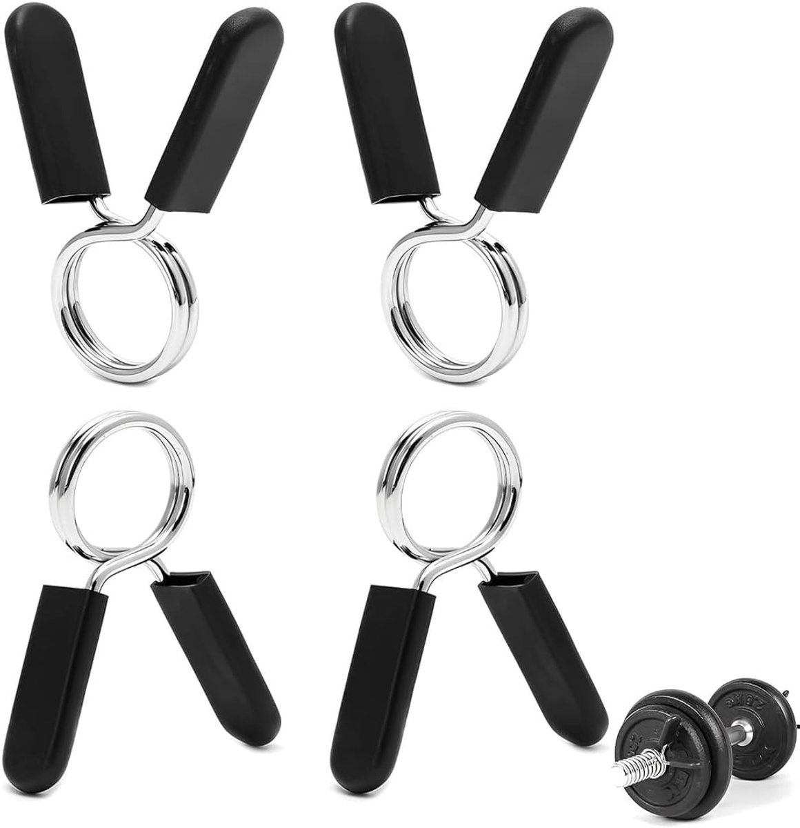 Halterstang Klemmen - Veersluitingen Set - Krachttraining Gewichtheffen - Robuuste ABS Constructie - 28 mm Diameter - Zwart