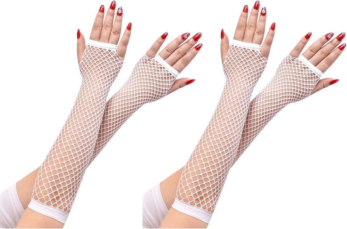 Vingerloze visnet handschoenen - rekbare mesh handschoenen - nylon holle handschoenen - perfect voor dans en feest - SnelShoppen