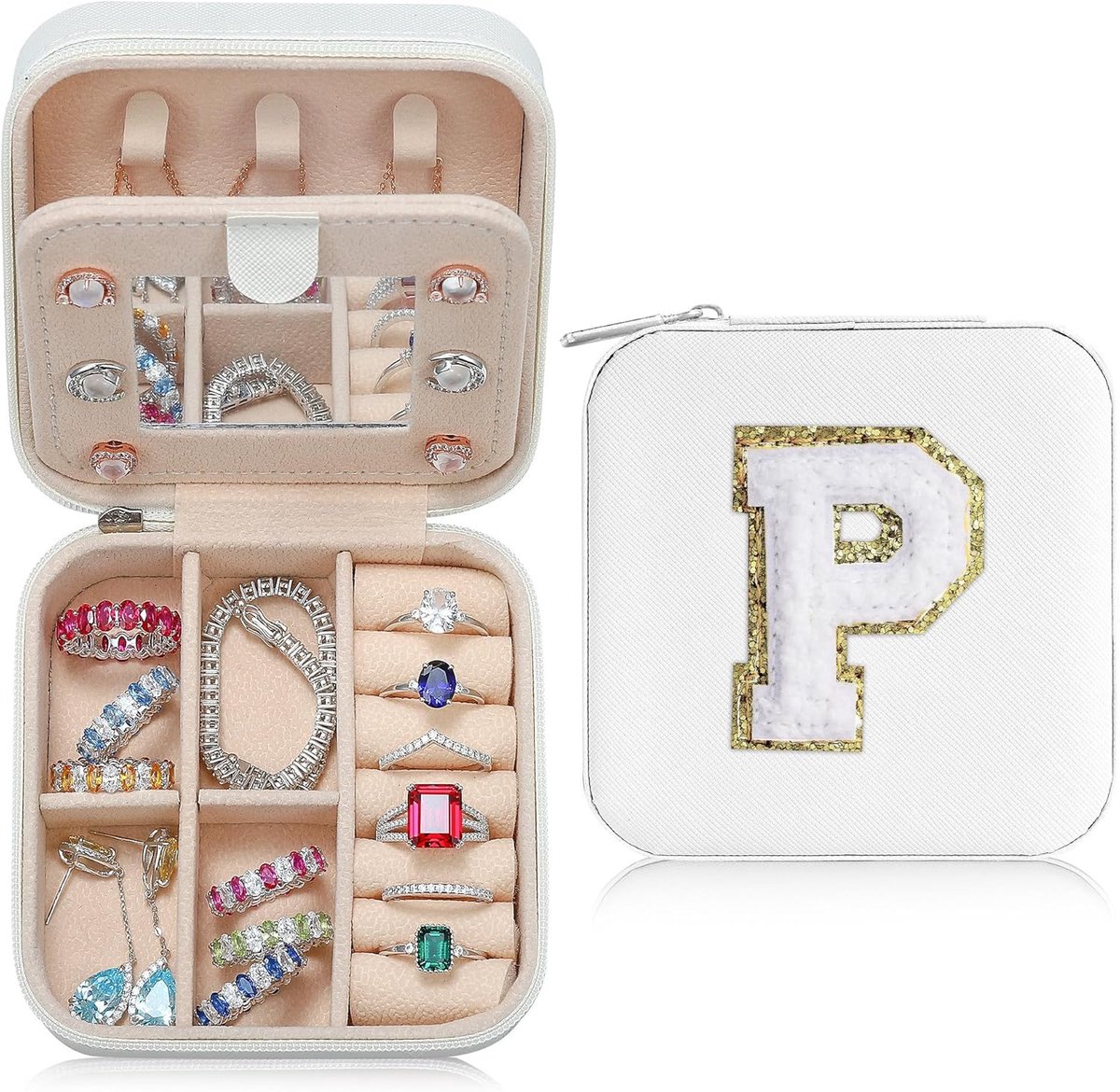 Sieradenbox voor vrouwen - Kleine reis sieradenbox - A-Z letter ontwerp - Persoonlijk cadeau - SnelShoppen