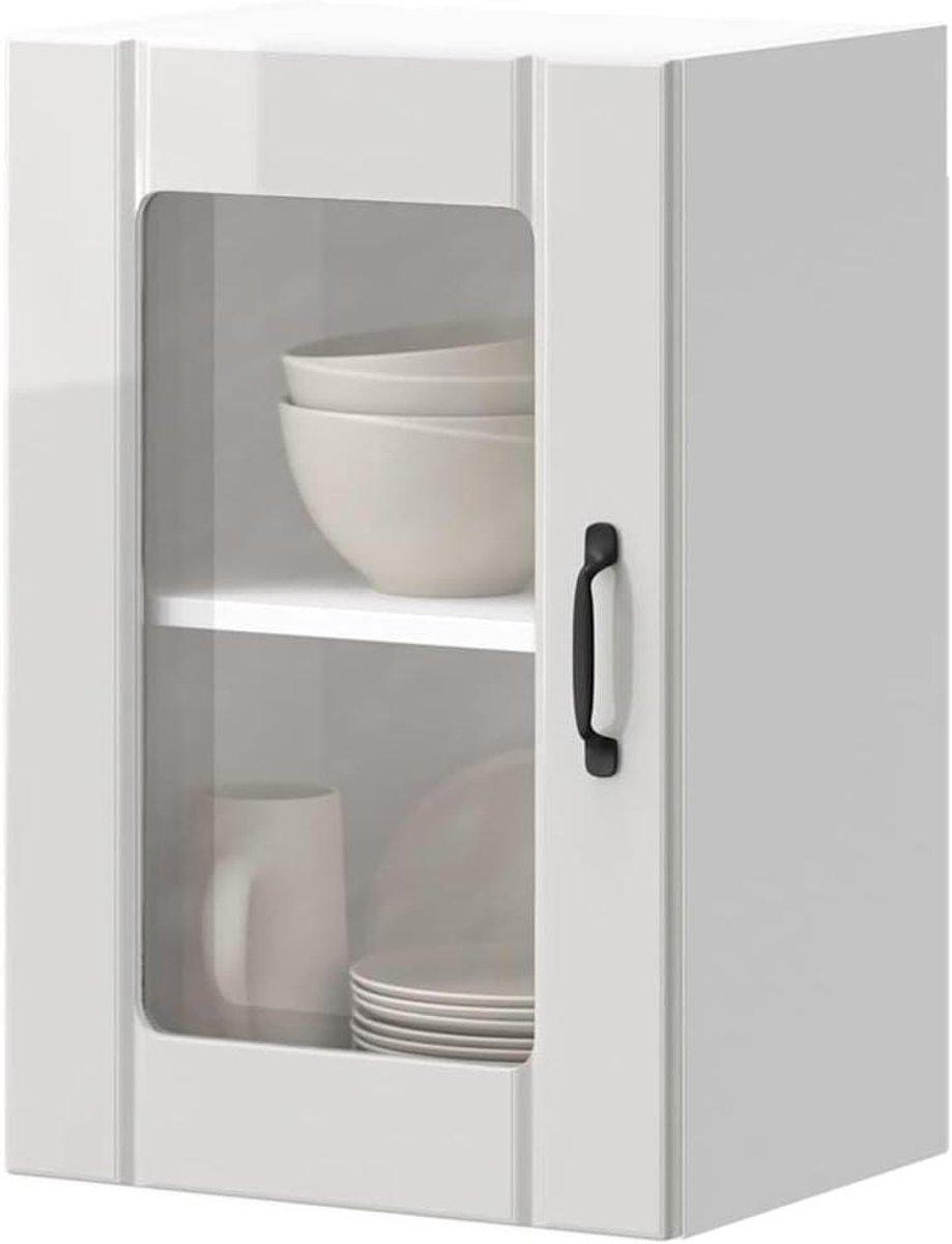 Keukenwandkast Lucca - Keukenkast Wandmontage - Keuken Organiseren - Glazen Deur - 40 x 31 x 60 cm - Hoogglans wit