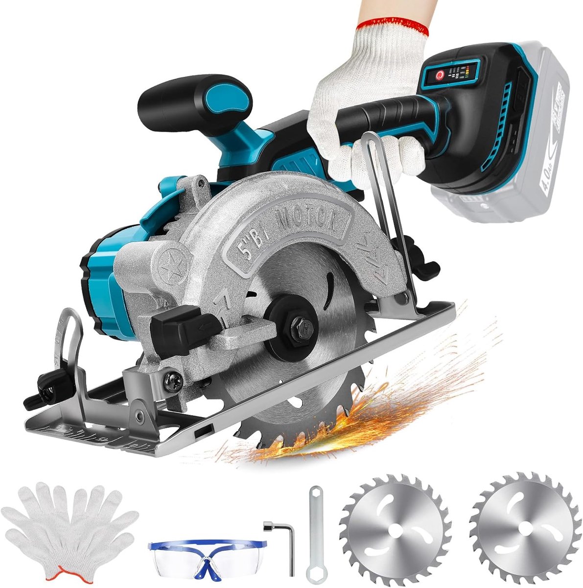 Accu Cirkelzaag 125 mm - Brushless Mini Cirkelzaag - 6200 RPM - Ideaal voor Houtbewerking - SnelShoppen