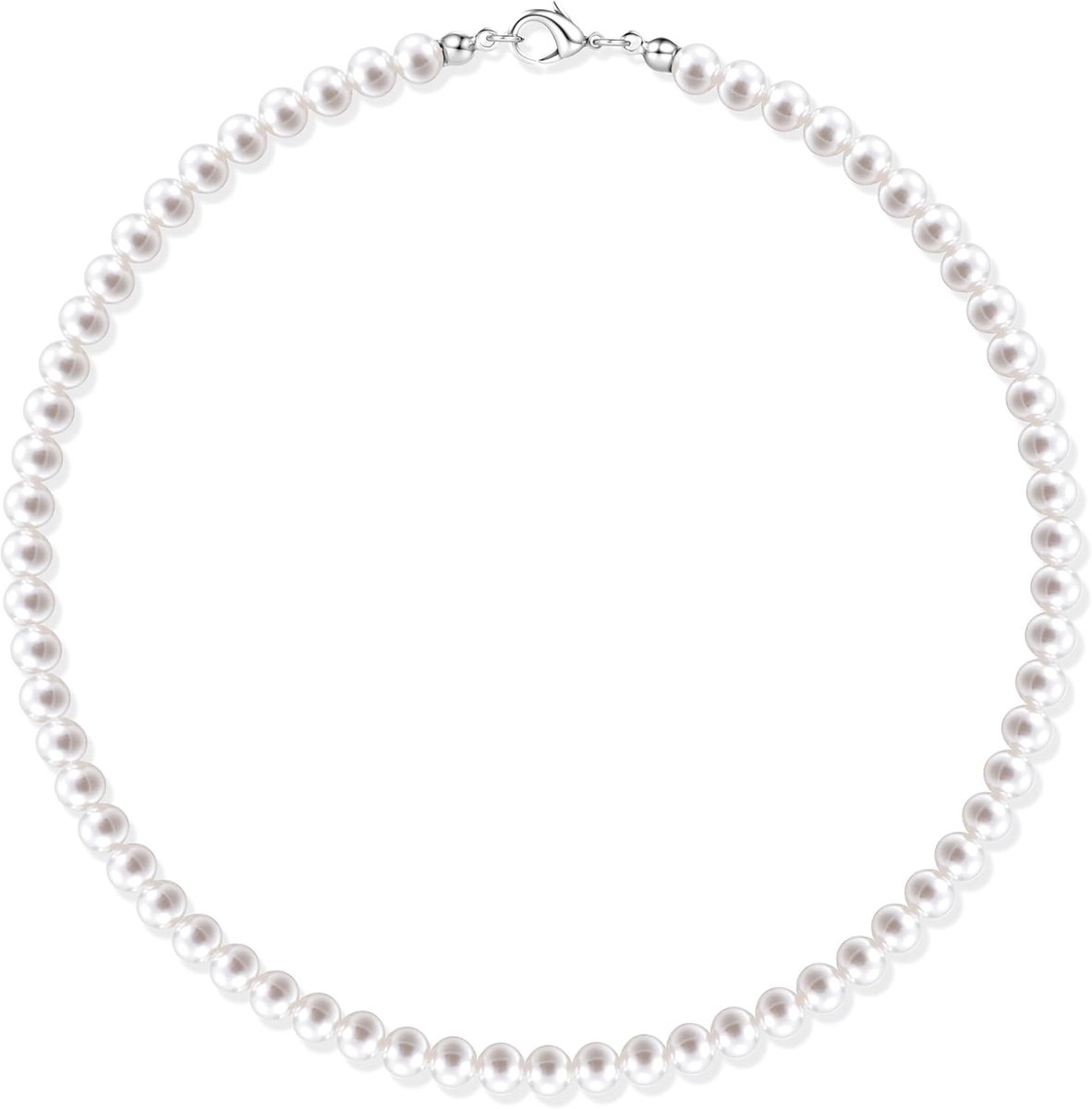 Parelsnoer 6 mm/8 mm - Witte kunstparels - Voor mannen en vrouwen - Stijlvolle accessoire - SnelShoppen