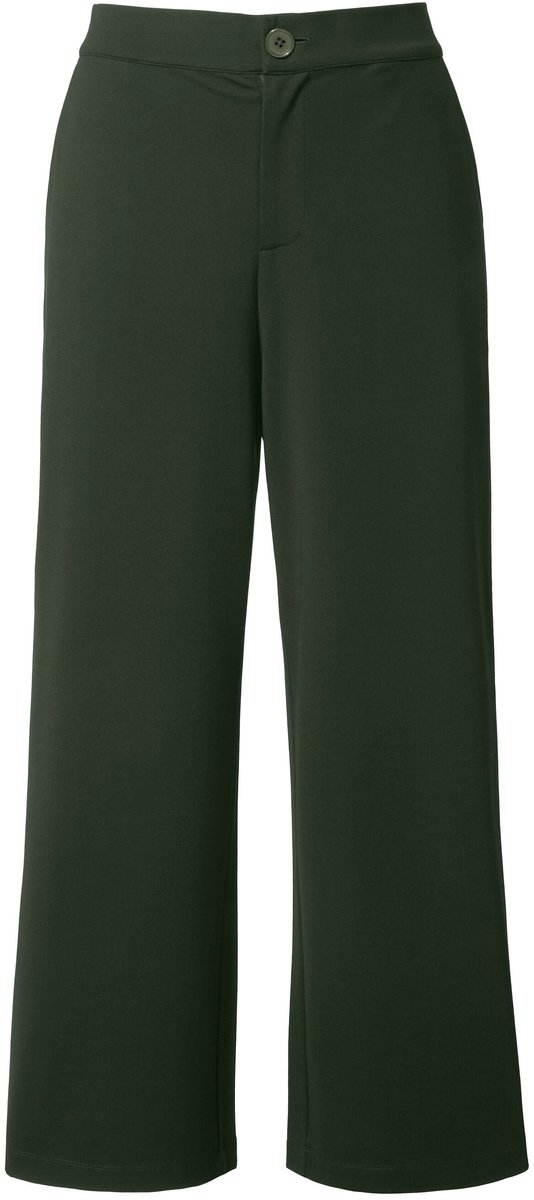 Studio Untold - Dames - Pantalon wijde pijpen hoge taille fijne jersey - Donkerolijf - Maat 50