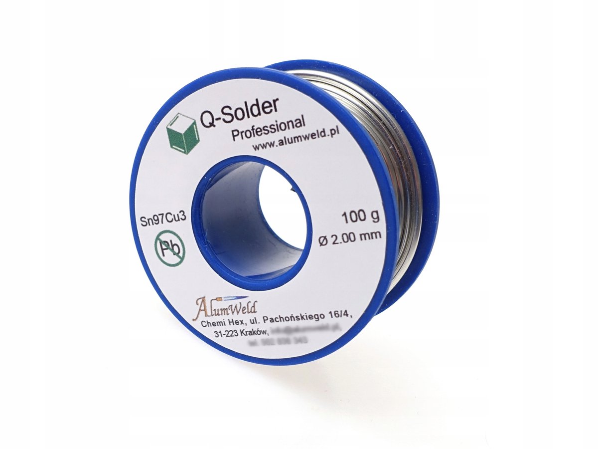 Loodvrije Soldeer 2mm 100g Sn97Cu3 voor Installaties