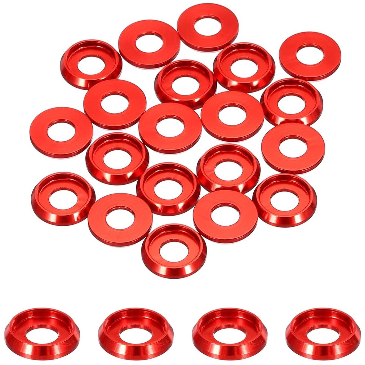 Conische sluitringen M5 verzonken kopschroeven, gatdiameter 5 mm, afdichtingen aluminium afdichting sluitring kop schroef Rc/Fpv/PC/drone/mechanische accessoires modelonderdelen, Pz20 (rood)