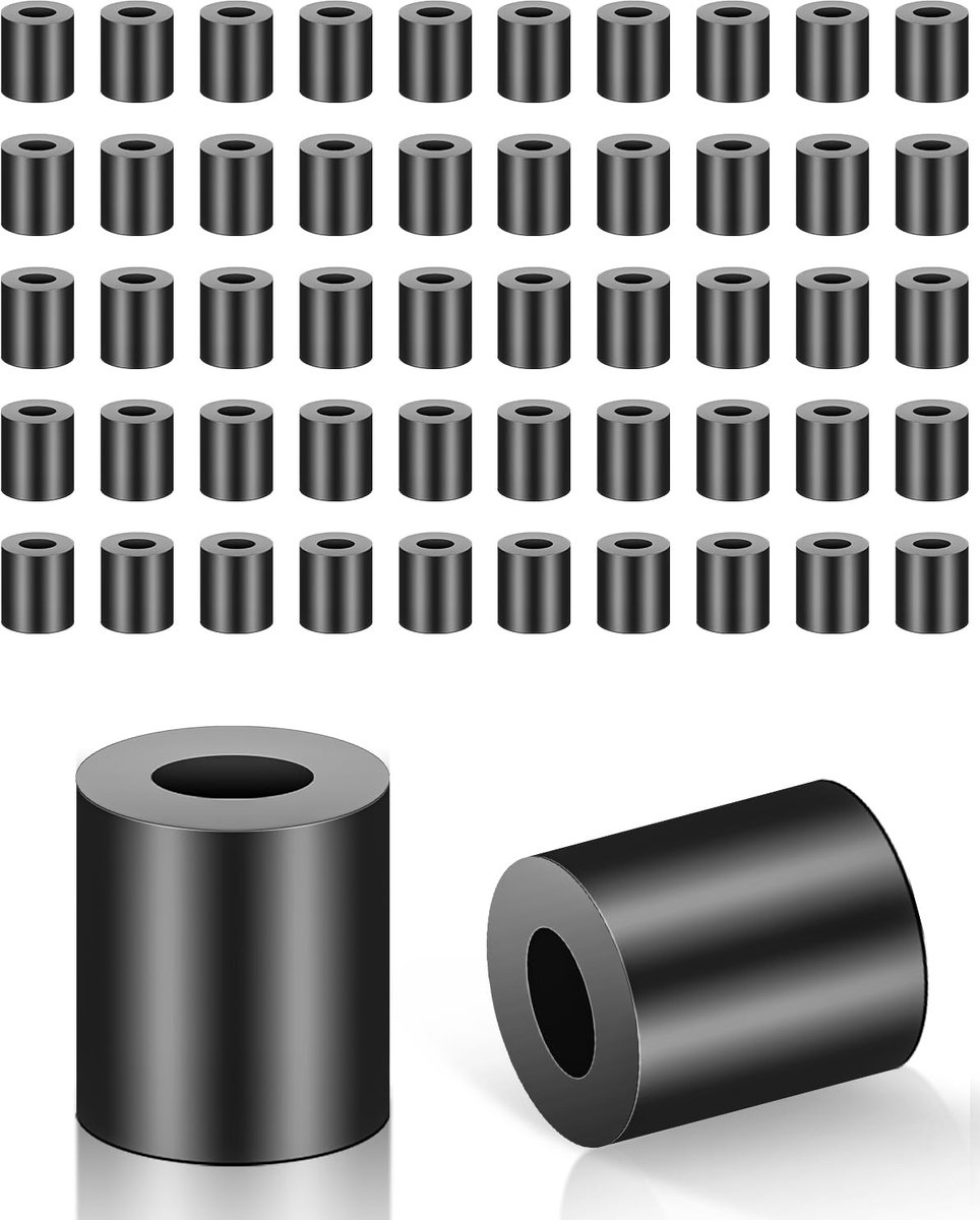 50 stuks afstandshulzen M8, Jeboler ABS afstandhouders, kunststof, ronde afstandhouders, zwart, nylon sluitringen, isolatie, afstandhulzen zonder schroefdraad, zuilen, afstandhuls voor schroeven, 14 x