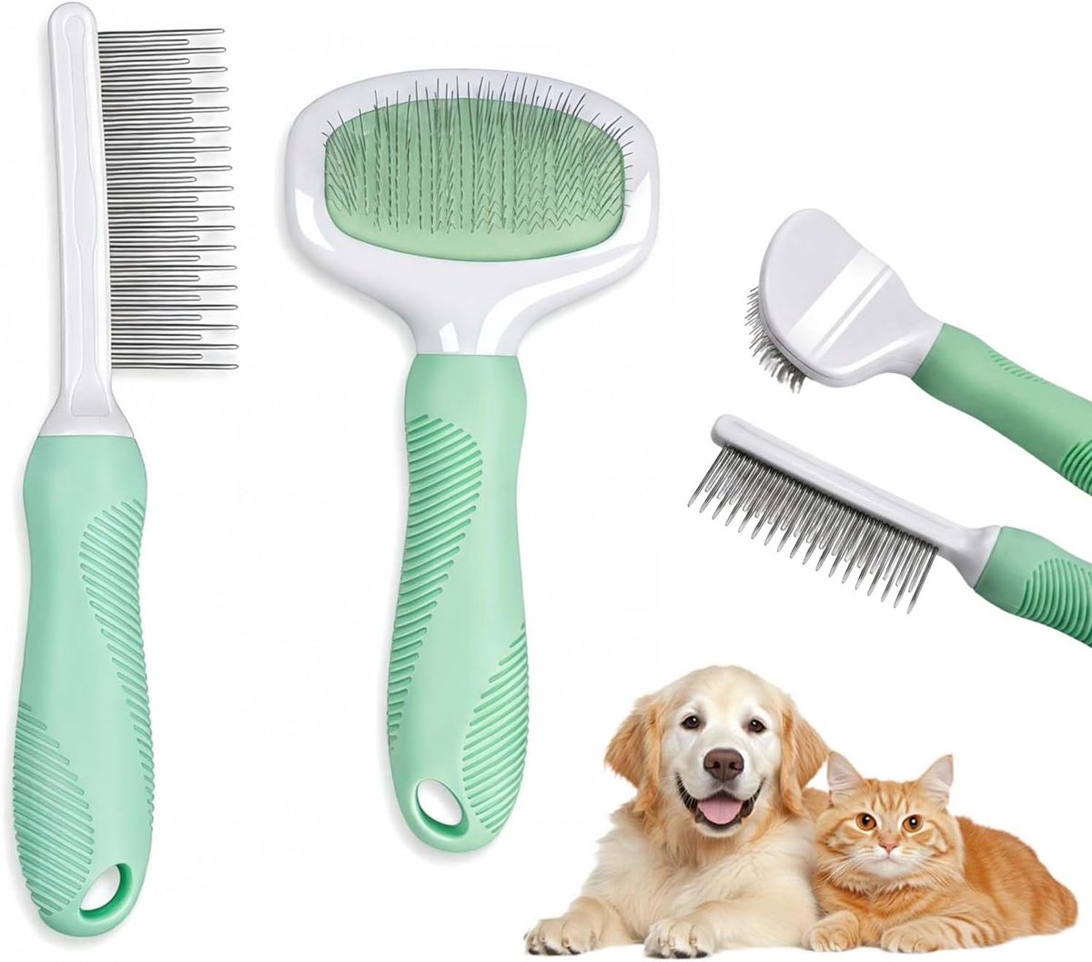 2 stuks haarborstel voor katten en honden, haarverwijderaar voor huisdieren, anti-stress-borstel, kappersgereedschap voor huisdieren, voor het ontwarren en kammen van dierenharen