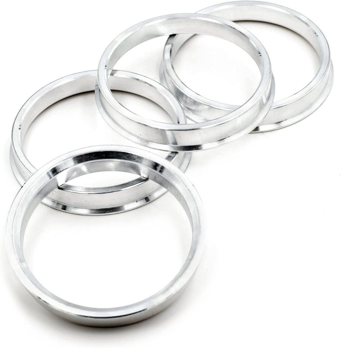 4 x centreerringen Ø 64,1 mm op Ø 57,1 mm zilver aluminium