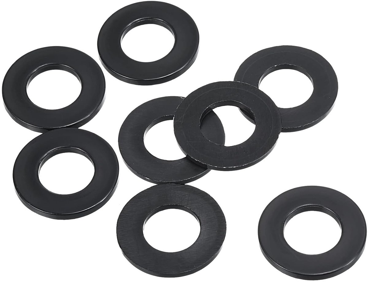 Platte sluitring 8 stuks 12 mm ID 24 mm AD afdichting afstandhouder afdichtring voor waterleiding waterslang bevestiging bouten zwart
