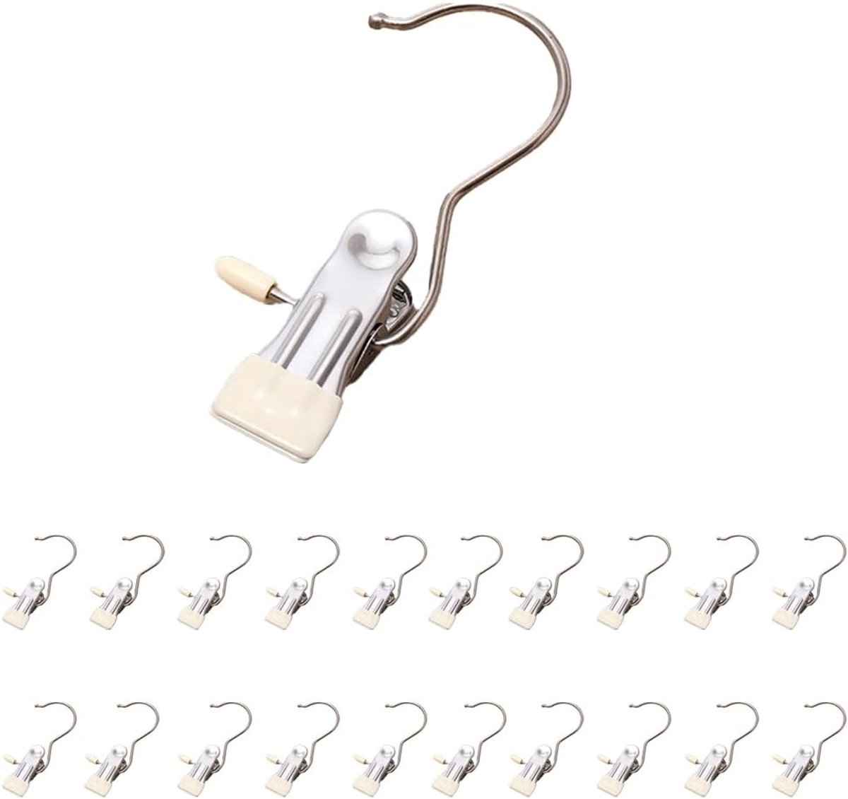 Washaken uit roestvrij staal 10/20 stuks, multifunctionele cliphaken voor kleding, kleerhangerclip voor jurk schoenen doek sokken (20, wit)