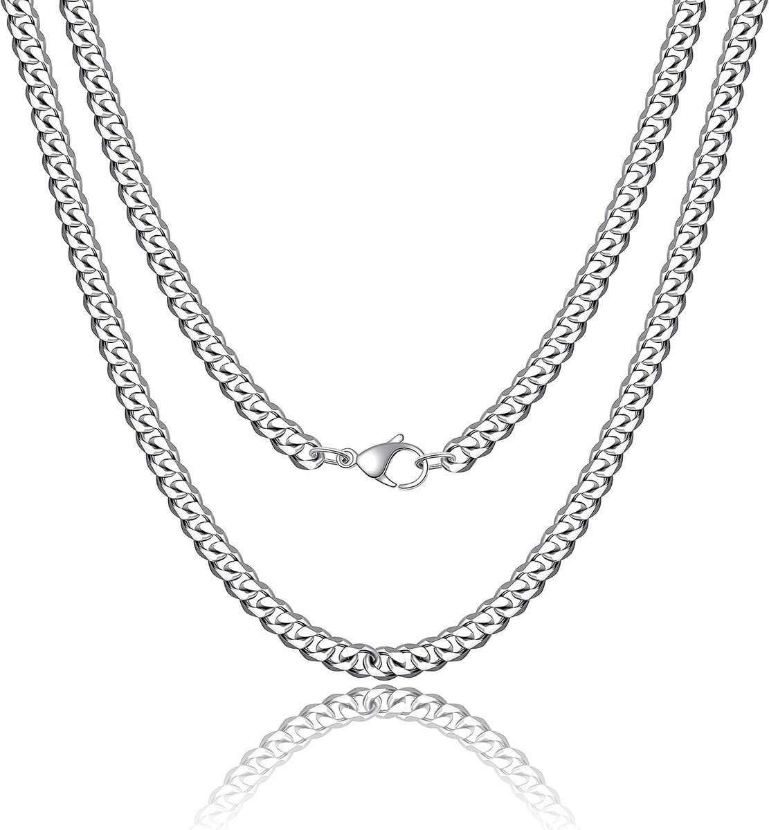 Cubaanse halsketting voor heren, 3 mm/6 mm/9 mm, zilveren ketting van roestvrij staal, Cubaanse schakelketting, Cubaanse sieraden, lengte 46 cm - 61 cm