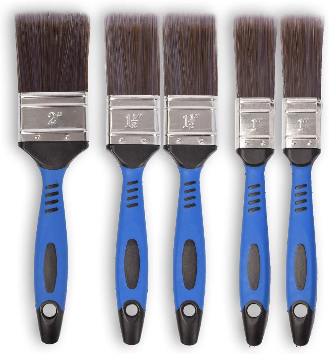 Make-up kwasten set 5-delig - verschillende maten 25mm, 40mm en 50mm - luxe kleuren blauw, grijs en zilver - SnelShoppen