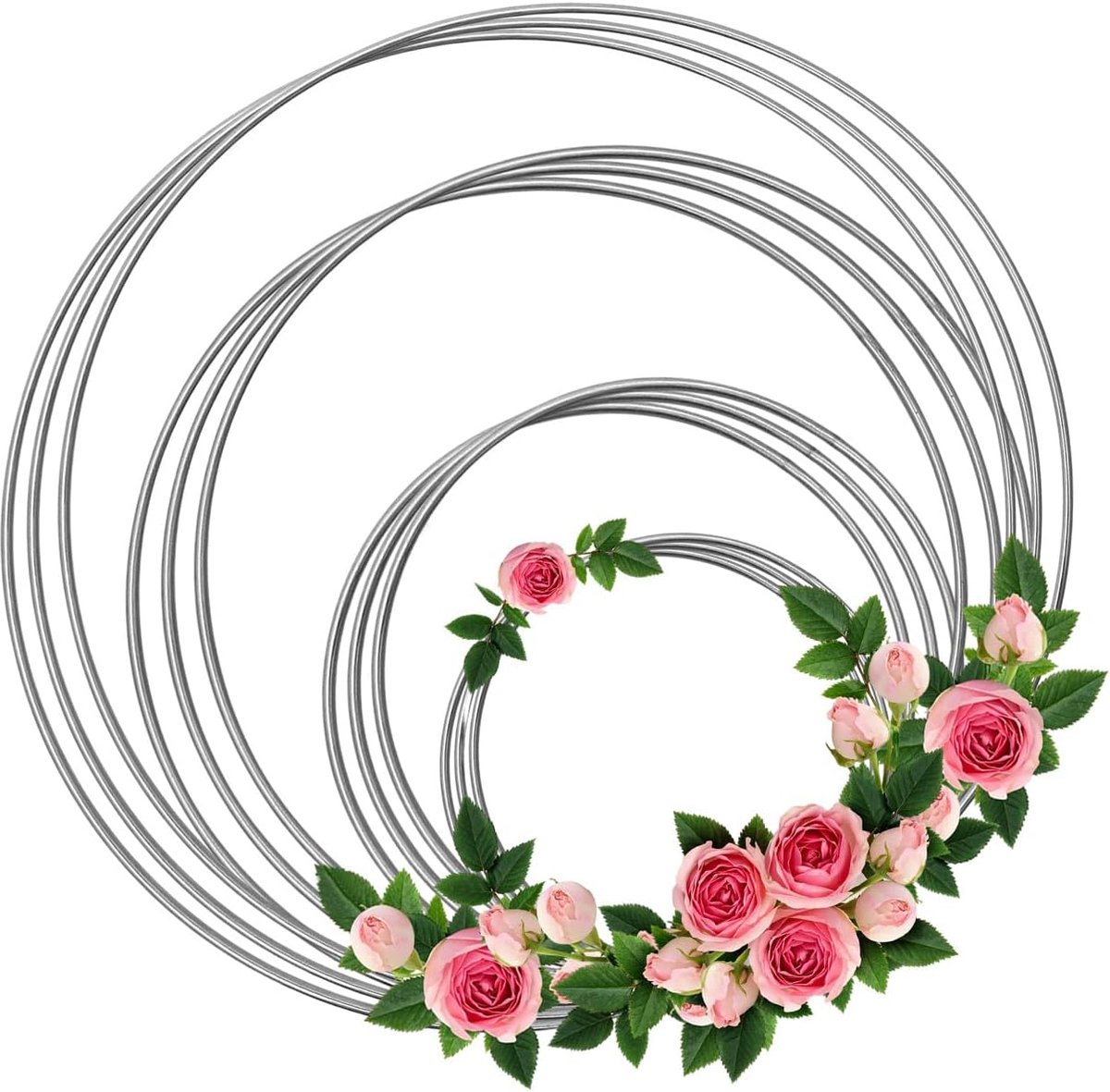 12 stuks metalen ringen 10/12/15/20 cm metalen ringen | Metalen cirkels voor doe-het-zelf decoraties metalen ring voor het maken van bruiloftsslingers, dromenvangers en tafellopers