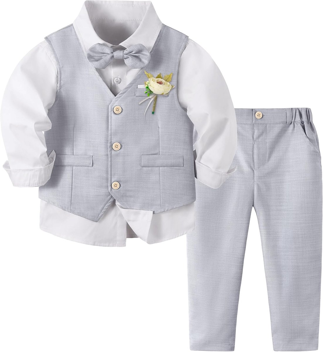 Babypakken voor kinderen, bruiloft, ceremonie, feest, vest, overhemd, vlinderdas, broek, 4-delig