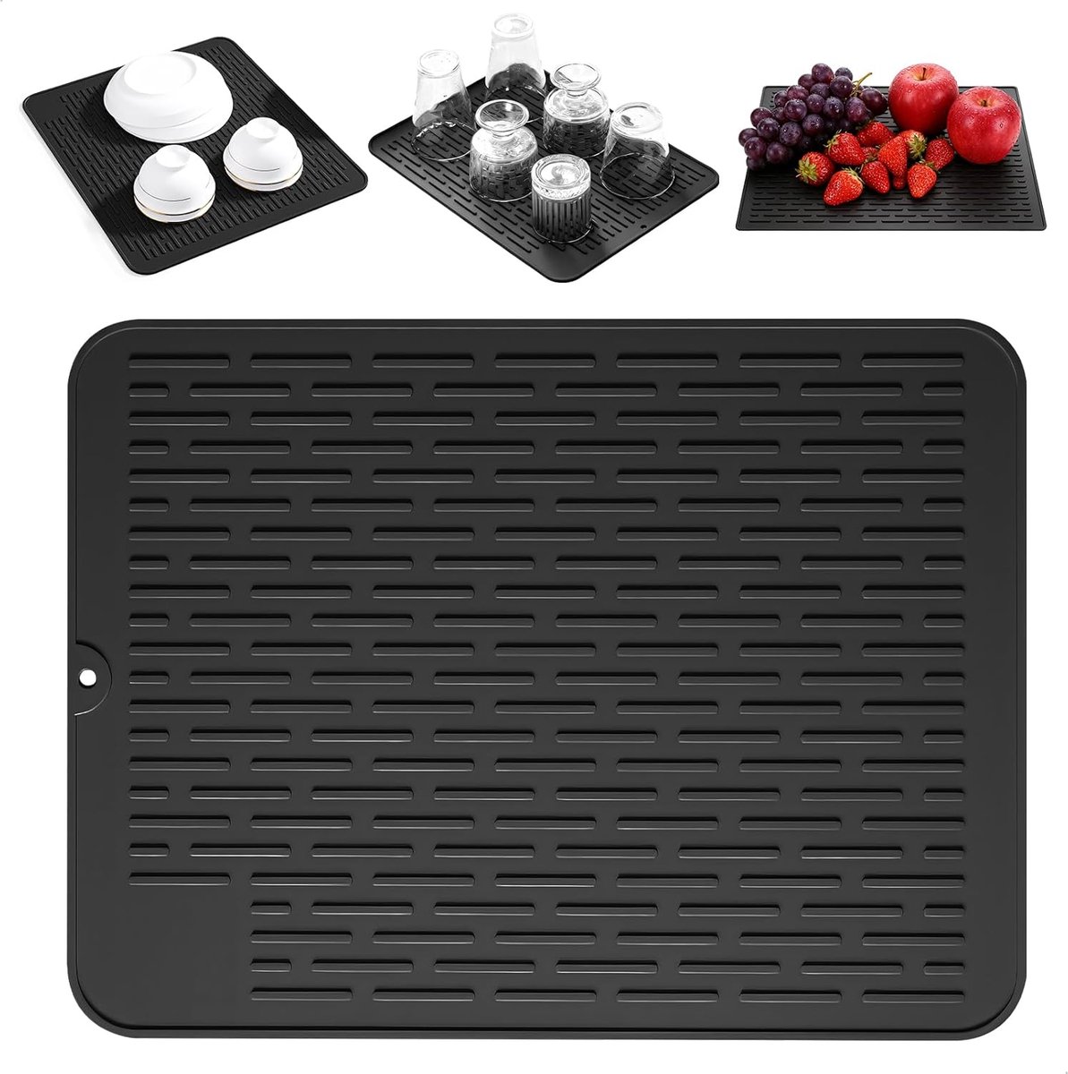 Afdruipmat, afdruipmat, 40 x 30 cm, antislip en hittebestendig, opvouwbaar met geribbelde structuur voor werkbladen en keukenspoelbakken