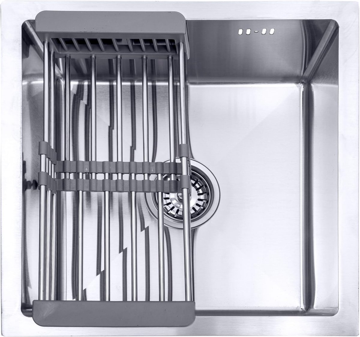 Spoelbak met droogrek 44x44cm - RVS - Met waterafvoer - Ideaal voor elke keuken - m-winkel