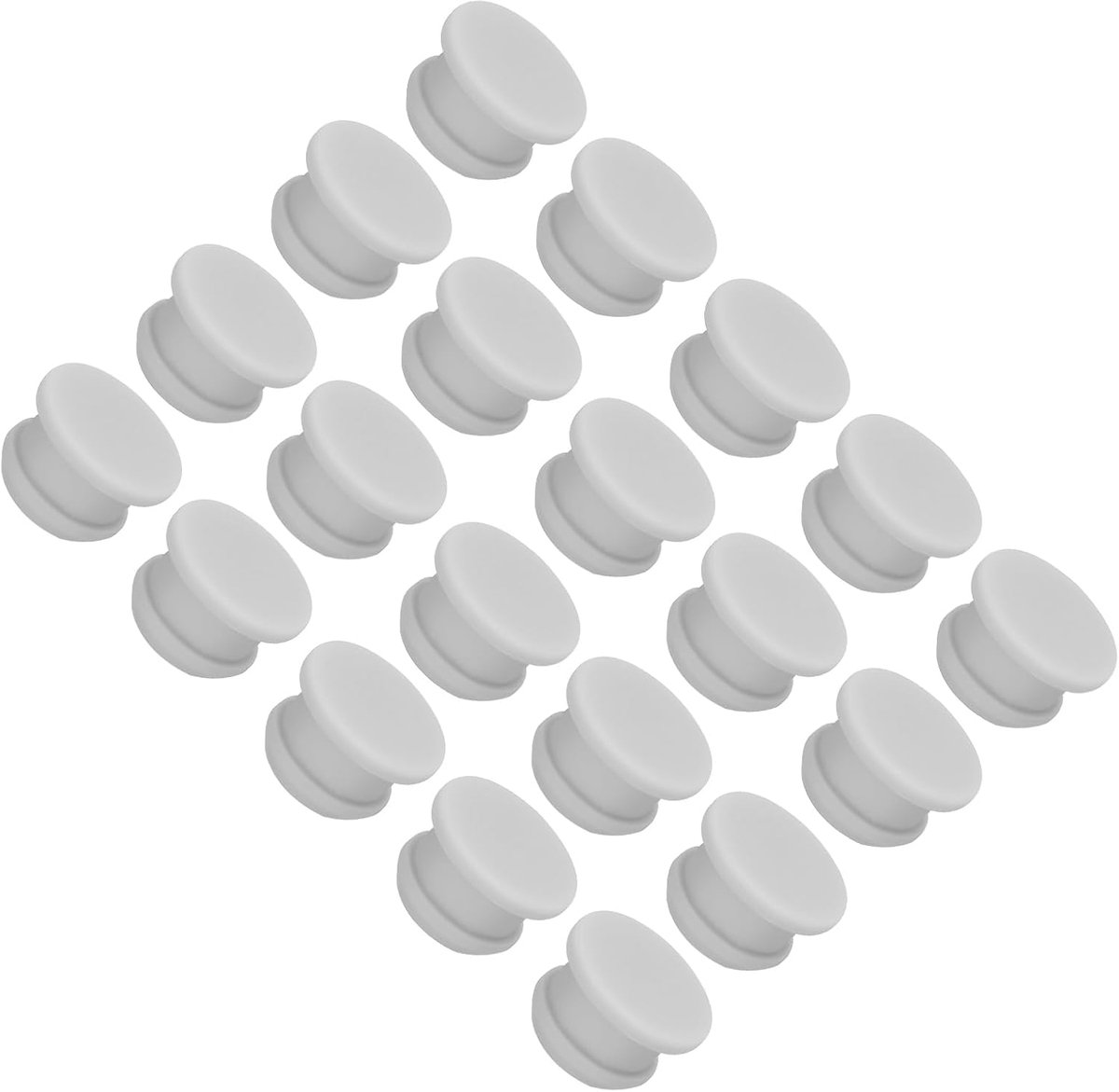 Siliconen snap-in-vergrendelingsgatstoppers, rubberen afdichting, plat type, ronde plaat voor waterdichte afdichtstops, 11 mm diameter, grijs, verpakking van 20 stuks