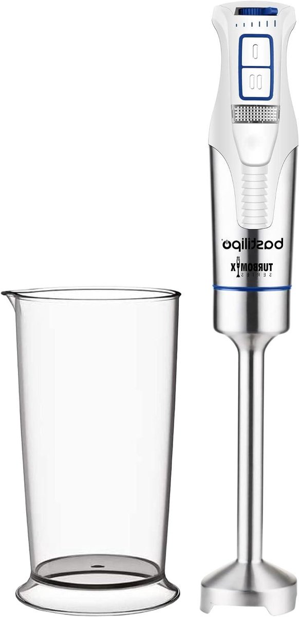 Staafmixer - Mixer Hand - Snel Mixen - Variabele Snelheid Turbo - 800 ml Cup - Wit Staal